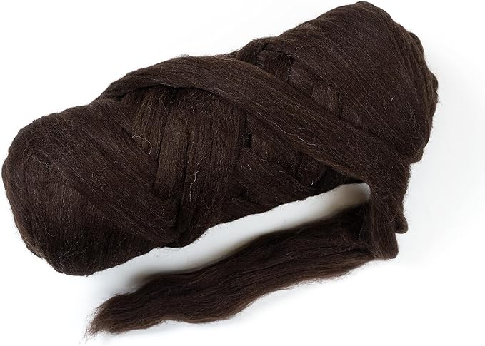 Natural Wool Bulk roving, 4 lb. Best Wool for Spinning, arm Knitting, Felting, Chunky Blankets and Tapestry. Natural Colors, un-Dyed. (Dark Chocolate, 4 lb)