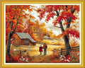 Funchey Stamped Cross Stitch Kits, DIY Cross Stitch Pattern for Adults Beginners Needlepoint Kits Embroidery Kit Arts and Crafts 11CT-Autumn Outing for Couples 16x20 inch