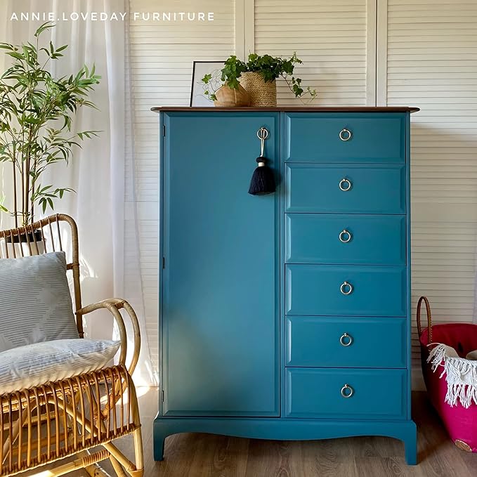 Dixie Belle Paint Company Chalk Finish Furniture Paint - Antebellum Blue (32oz) - Matte Dark Teal Chic Chalk Mineral DIY Furniture Paint