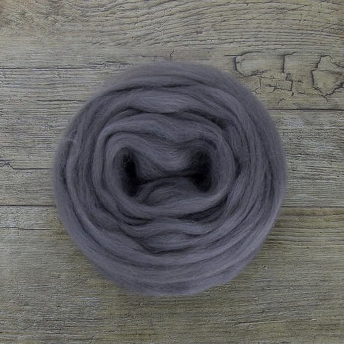 Revolution Fibers Dyed Corriedale Wool | 8 Ounces of Premium Combed Wool Top | 26 Micron, 100% Pure Corriedale Wool Roving, Ethically Sourced (Pewter Gray)
