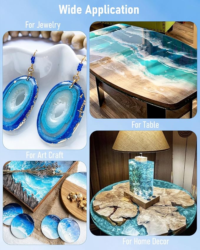 1 Gallon Epoxy Resin Kit with 24 Colors Mica Powder, Gold Foil, Cups & Stick, Crystal Clear Resin Beginner Supplies for Coating Casting Table, Molds, Jewelry Making, DIY Art Craft, 1:1 Ratio