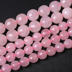 36pcs 10mm Natural Rose Pink Quartz Crystal Faceted Stone Beads for Jewelry Making Energy Healing Power Stone Beads DIY Bracelet Necklace Accessories 15" (10mm, Faceted Rose Quartz)