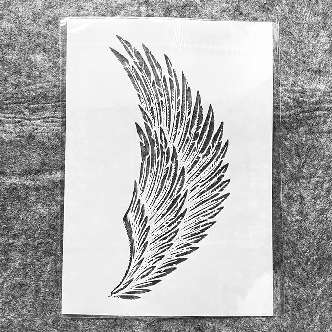 TIAMECH A4 Reusable Wing Stencil for Painting - Eagle Angel Wing Layering Template, DIY Wall Art, Wood Furniture, Scrapbook & Crafts (8.3x11.7inch)