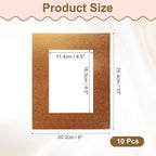 uxcell 10Pcs Picture Mats, 8 x 10 Mat Board Center for 5 x 7 Pictures Acid Free White Core Bevel Cut Frame Mattes for Display Art Measuring, Gold