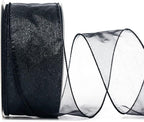 CT CRAFT LLC Sheer Organza Wired Ribbon 2.5" x 50Yards Black for Wedding Chair Bow Flora Bouquet Gift Wrapping Christmas Tree Home Decor Wreath
