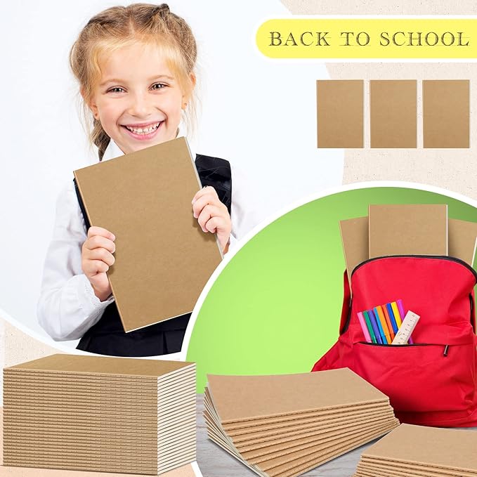 Handepo 100 Pack Composition Notebooks A5/A6 Ruled Lined Composition Kraft Notebooks Bulk Soft Cover Journals Travel Diary Memo for Students Classroom Office Supplies(A5,Kraft Color)