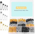 630 Pack Safety Pins Assorted, 5 Different Sizes Small and Large Safety Pin for Clothes Pins Sewing, Nickel Plated Steel, Arts and Crafts Supplies (3 Colors)