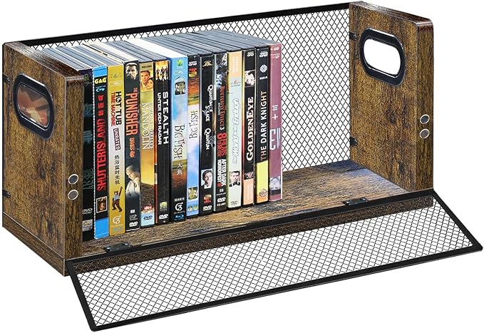 DVD Storage Shelve Blu ray Holder, DVD Rack Hold Up To 28 DVD Cases, Stackable DVD Tower also Used for CDs, Video Game Cases, Vhs Taps, Desktop organizer at Home Or Office