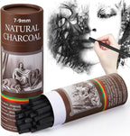 Gueevin 25 Pcs Willow Charcoal Sticks, Willow Charcoal, Artists, Beginners, Students, Perfect for Sketching, Drawing, Shading, and Fine Art Christmas Gifts for Art (7-9mm)