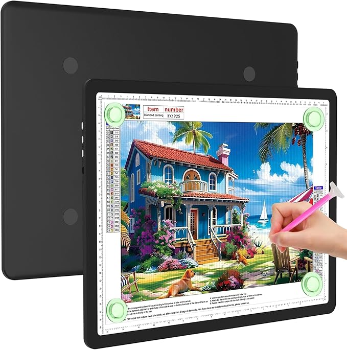 Elice Magnetic A3 Light Board for Diamond Painting, Ultra-Thin Tracing LED Light Box with Side Buttons, Super Bright Diamond Art Light Pad, Light Table for Drawing, Sketching, Weeding Vinyl - Black