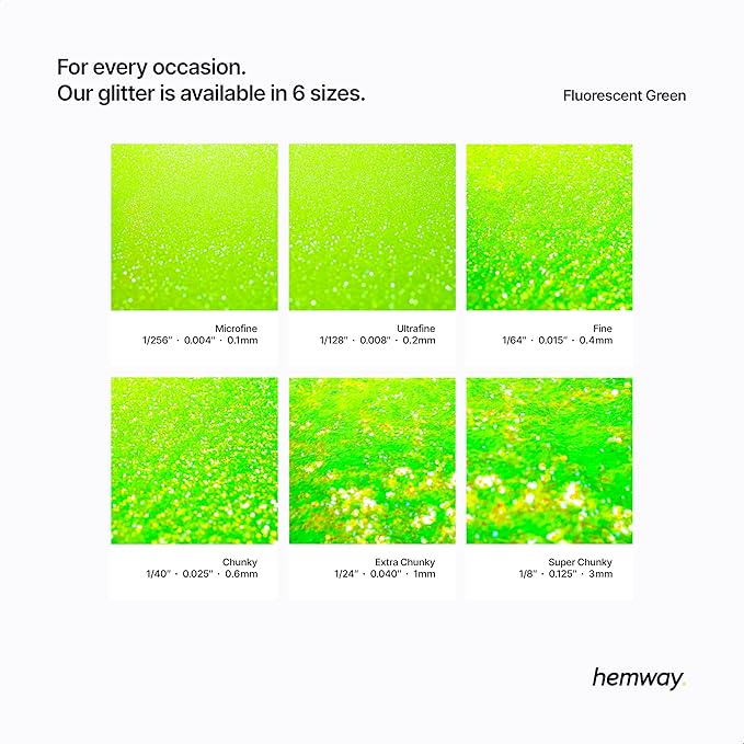 Hemway Polyurethane & Epoxy Resin Glitter 100g / 3.5oz Metallic Crystal Flake Additive for Flooring Jewelry Tumblers Glass Pigment - Microfine (1/256" 0.004" 0.1mm) - Fluorescent Green