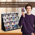 Emfogo Card Display Stand, 4-Tier Trading Card Display, Wooden Graded Baseball Sports Card Display, Trading Card Display Case for Card Collection & Show (Black)