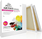 PHOENIX Stretched Canvas for Painting 14x14 Inch/6 Value Pack, 8 Oz Triple Primed 5/8 Inch Profile 100% Cotton White Blank Canvas, Square Framed Canvas for Oil Acrylic & Pouring Art