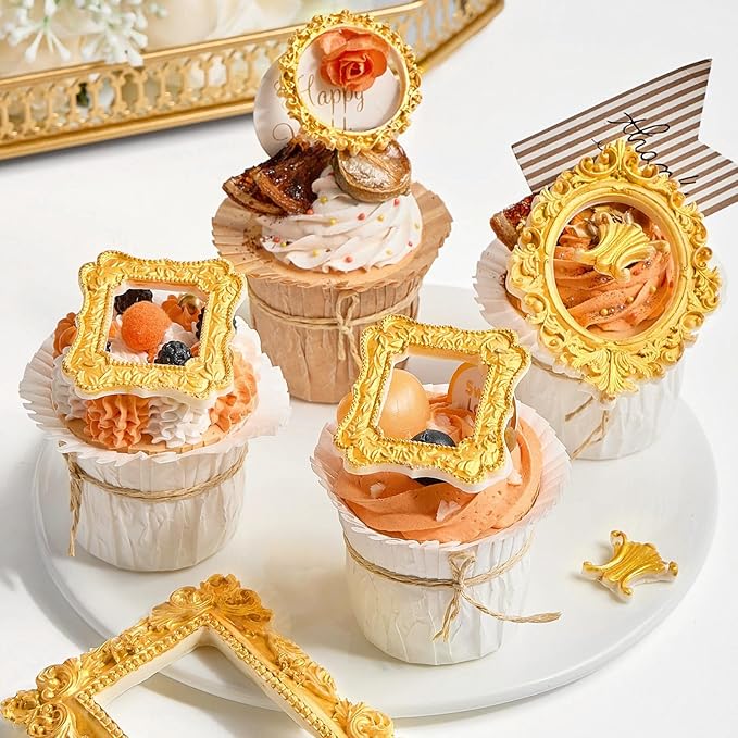 JOERSH 4PCS Baroque Frame Mold, Picture Photo Frames and Corners Silicone Fondant Mold for Cake Decorating, Cupcake Topper, Chocolate, Candy, Sugarcraft, Dessert Decor