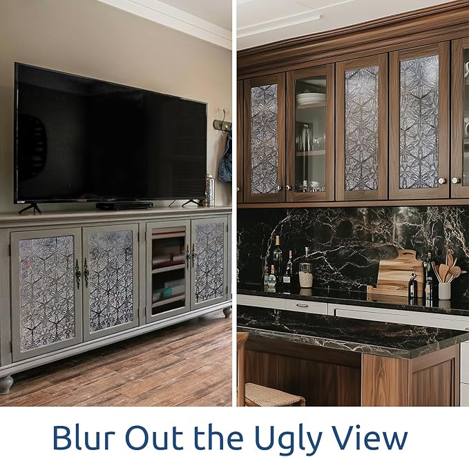 rabbitgoo Window Privacy Film Stained Glass Window Film, Decorative Stickers Removable UV Sun Blocking Clings Door Coverings, Diamond Pattern, 23.6 x 78.7 inches