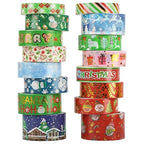 16 Rolls Christmas Washi Tape Holiday Masking Tape Red Green Christmas Wrapping Tape Glod Silver Foil Decorative Tape for Christmas Scrapbook Journal DIY Craft Gift Wrapping（Xmas