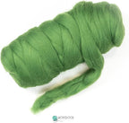 Kondoos Colored Natural wool roving, 1 lb. Best wool for needle felting, wet felting, handcrafts and spinning. (Grass green, 1 lb)
