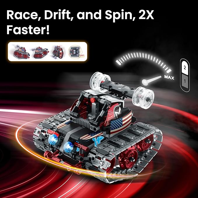 Sillbird Robot Building Kit with Remote Control Gifts for Kids Boys Ages 8-12, STEM Coding Robotic Technic Tracked Racer Car Toys for Birthday - Build 4in1 Model with 631 Pieces