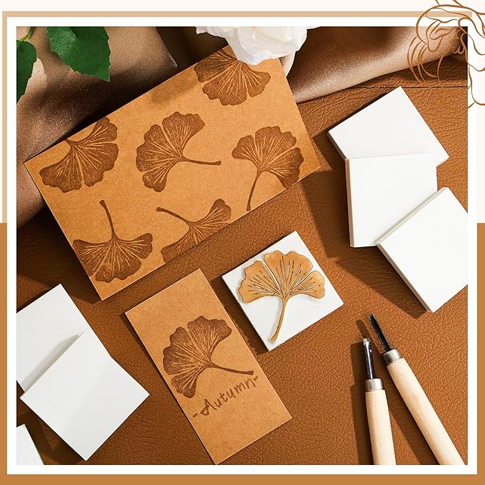 Frienda 24 Pcs 2" X 2" Rubber Carving Blocks Linoleum Blocks for Printmaking, Stamp Making, DIY Crafting, Scrapbook, Painting, Soft and Easy to Carve (White)