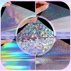 120 Sheets Holographic Sticker Paper, Vinyl Waterproof Laminating Sheets Self-Adhesive Overlay Laminate Sticker Transparent Rainbow Laminate Film 5 Styles Mixed (11 × 8.5 Inch)
