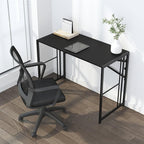 Narrow Folding Computer Desk 35 inch, Writing Gaming Computer Desk for Small Spaces, No Assembly Required Small Office Table, Black