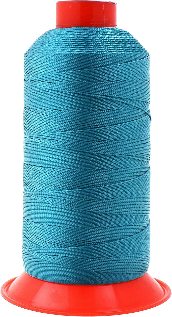 Mandala Crafts Bonded Nylon Heavy Duty Sewing Threads - Teal, 800 YDs, Size 207, 630D, T210 Tex 210 for Leather, Jeans, Weaving, Outdoor, Marine, Upholstery