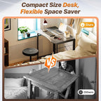 Huuger Folding Desk for Small Spaces, 31.5 Inch Foldable Computer Table, for Home Office, Study, Bedroom, Dorm, Space Saving, Small Writing Work Office Computer Desk, Easy to Fold, Grey