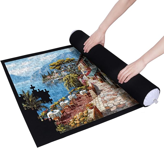 Becko US Puzzle Mat Roll Up with Drawstring Storage Bag, Felt Rollup Mat for Easy Transport & Storage, Portable Puzzle Board Puzzles Saver Keeper for Jigsaw Puzzles Up to 1500 Pieces