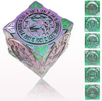6 Sided Spinner DND Dice - Metal D4 D6 D8 D10 D10% D12 D20 All in One D&D Set - Cool Role Playing Gifts for Dungeons and Dragons TRPG MTG Games Lover Players Purple