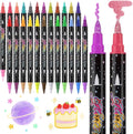 48 Colors Dual-tip Watercolor Markers, 24 Pack Glitter Brush Markers, Water-based Ink Sparkle Pen,Glitter Paint Pens for Adults Coloring,DIY Crafts,Doodle Writing,Art Crafts Gifts