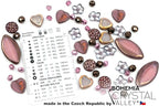 45+ pcs (2.1oz=60g) of Focal Glass Bead Mix with Table-Cut Flower and Butterfly Beads, PG Pink Purple
