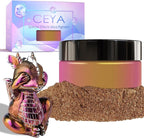 Ceya Chameleon Mica Powder, 1.8oz/ 50g Peach Sunset Chrome Nail Powder, Cosmetic Grade Pearlescent Effect Color Shift Pigment for Epoxy Resin, Makeup, Nail Polish, Soap Dye, Candle Making, Craft