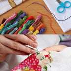 Disxvivy Cross Stitch Stamped Full Embroidery Kits DIY 11CT Cotton Thread Printed DIY Needlepoint Kits Craft Needlework Set Cross-Stitch Stamped Sets-Flower Wreath Bird 18x18 inch