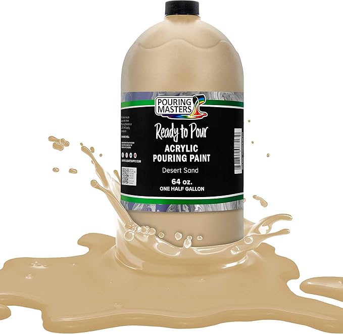 POURING MASTERS Desert Sand Acrylic Ready to Pour Pouring Paint - Premium 64-Ounce Pre-Mixed Water-Based - for Canvas, Wood, Paper, Crafts, Tile, Rocks and More