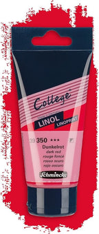 Schmincke - College Linol, artists' lino printing inks, dark red in 75 ml tube, 39350013, low-odour water-based lino printing ink, lightfast, even print