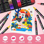 IVSUN Acrylic Paint Pens, 100 Colors Dual Tip Paint Markers with Fine Tip and Brush Tip Pens for Stone, Wood, Canvas, Calligraphy, Ceramic, Metal, Glass, Rock Painting, DIY Crafts Art Supplies Kit