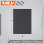 Fandeli | Waterproof Sandpaper | 2000 Grit | 25 Sheets 9'' x 11'' | For Car Polishing, Wooden Furniture Sanding and Metal Sanding | Water Resistant
