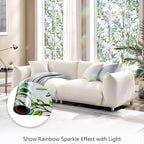 LEMON CLOUD Window Privacy Film, Stained Glass Window Film, Decorative Rainbow Window Clings, Static Cling Non Adhesive Door Stickers, Anti-UV Sun Blocker Heat Control for Home 17.5 x 157.4 inches