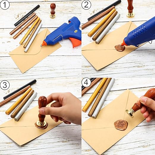 Nuanchu 15 Pcs Glue Gun Sealing Wax Sticks Retro Vintage Wax Sticks for Seal Stamp and Letter for Wedding Invitations Card Envelope Christmas Holiday Gift Ideas(Bronze)