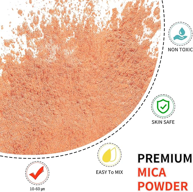 Mica Powder - 100g Mica Powder for Epoxy Resin - Metallic Color Pigment for Resin, Soap, Bath Bombs, Eye Shadow, Nails, DIY Crafting Projects etc. (Orange)