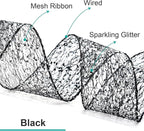 CT CRAFT LLC Sparkling Glitter Mesh Wired Ribbon 2.5" x 20 Yards Black for Christmas Home Decor Bow Gift Wrapping DIY Crafts Wreath