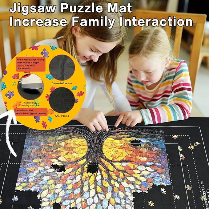 Napzy Puzzle Mat-Jigsaw Puzzles Matt Roll Up to 3000pcs Roll-up Puzzled Board Puzzling Organizers and Storage with 8PCS Jigsaws Sorting Trays, Drawstring Storages Bag Jigsawn Keeper Saver