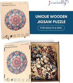 Wooden Jigsaw Puzzles, Mandela Wooden Puzzles for Adults 200 Pcs, 11.4'' x 11.4'' Luxurious Shaped Wood Puzzle, Beautiful Package, Best Gift for Adults and Kids, Family Game
