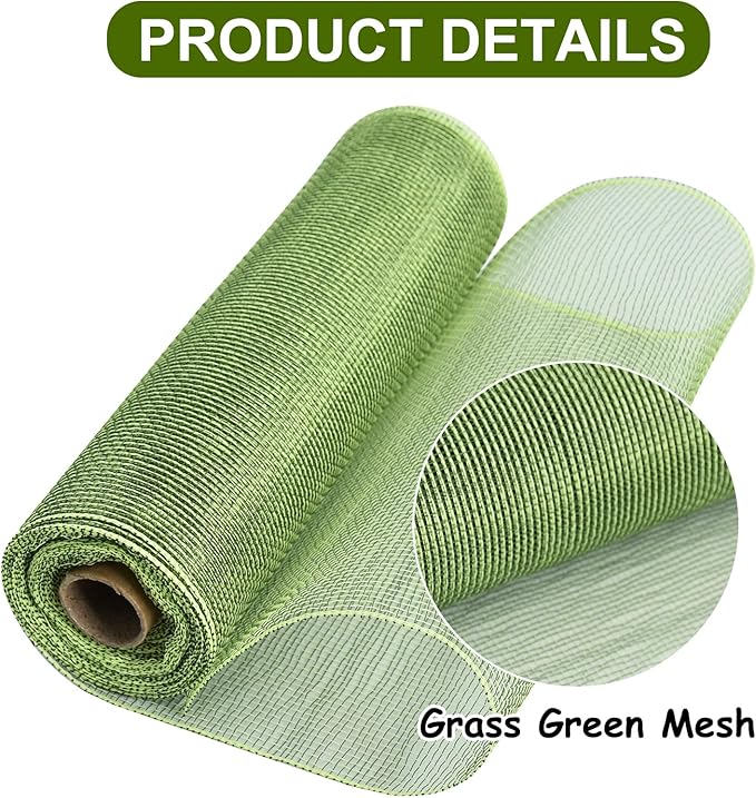 TONIFUL 2 Rolls 10 Inch Sage Green Decorative Mesh Ribbbon Rolls, Fabric Mesh for Mesh Wreath Supplies, Front Door Wreath Crafts Tree Decor Christmas NewYears Halloween Decoration (10 yds/roll)