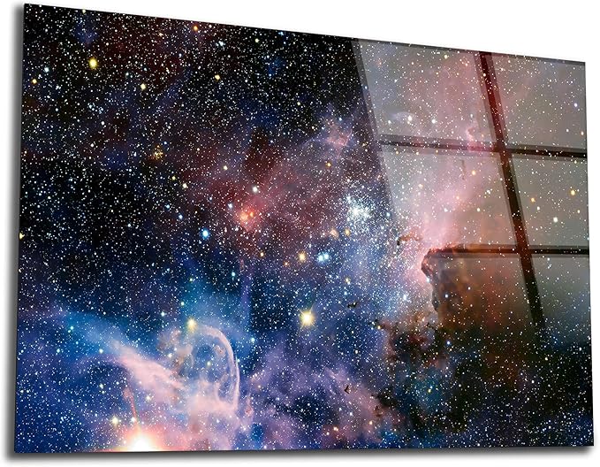 SpiritualHands Stunning Nebula Tempered Glass Wall Art Painting for Living Room, Tempered Glass Modern Prints Decor, Large Vivid Color Panel for Bedroom, Kitchen, or Office