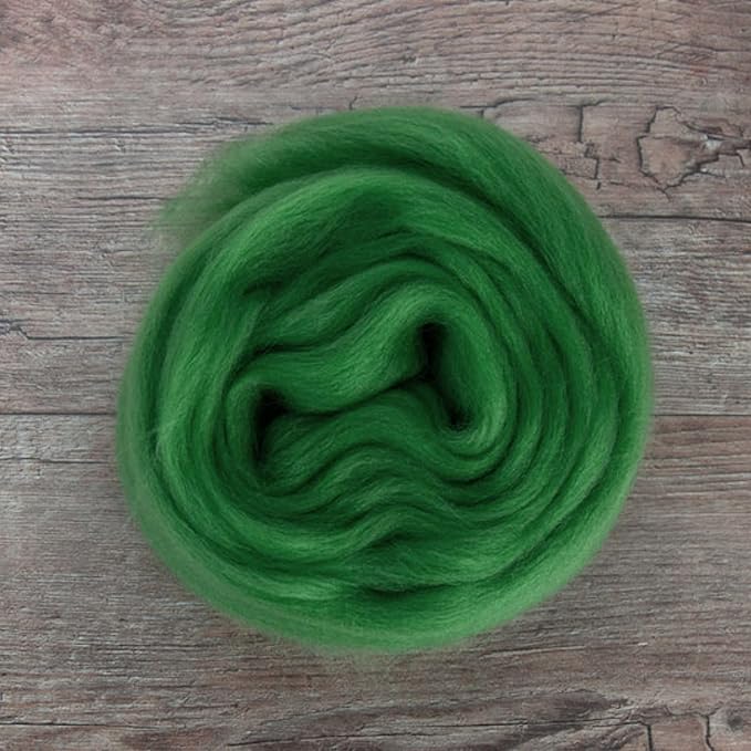 Revolution Fibers Dyed Corriedale Wool | 8 Ounces of Premium Combed Wool Top | 26 Micron, 100% Pure Corriedale Wool Roving, Ethically Sourced (Grass Green)