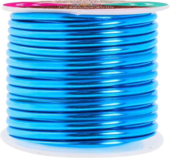Mandala Crafts 10 Gauge Anodized Aluminum Craft Wire for Jewelry Making - 32 FT Colored Flexible Bondi Blue Wire - Bendable for Bonsai Armature Crafting Sculpting