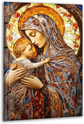My Photostation.com Round 31,5'' Jesus and Virgin Mary Glass Wall Art Tempered Glass Printing Wall Decor Large Wall Art Wall Hangings