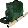ENHANCE Collector's Edition RPG Adventurer's DnD Bag - Dragon Hide Exterior Travel RPG Bag with Tabletop Miniatures Storage Vault, Mat Holder, DnD Dice & Token Pockets, Fits 4-8 Books (Dragon Green)