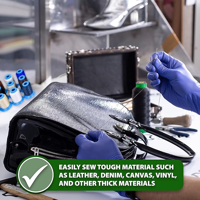 Mandala Crafts Bonded Nylon Thread Dark Blue Heavy Duty Sewing Threads - 1500 YDs Size 69 210D T70 Tex 70 Thread for Leather Jeans Weaving Outdoor Marine Upholstery Threads